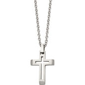 Chisel Stainless Steel Brushed and Polished Cut Out Cross Pendant