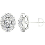 Pure Brilliance 14K White Gold 2 CTW Oval Diamond Stud Earrings