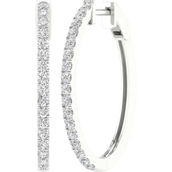 Pure Brilliance 14K White Gold 1 CTW Hoop Earring with IGI Certification