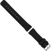 DeBeer 22mm Black Smooth Bevel Silicone Stainless Steel Buckle Watch Band 8.5 in.