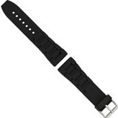Debeer 26mm Black Link Style Silicone Rubber Stainless Steel Buckle Watch Band