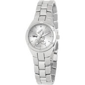 Disney Adult Size Stainless Steel Round Silver Dial Mickey Mouse Watch 8.5 in.