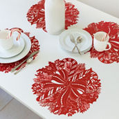 Benson Mills Christmas Candy Cane Pine Pressed Vinyl Placemat, Set of 4