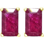 14K Yellow Gold Emerald Cut Ruby Stud Earrings