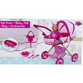 Lissi Deluxe Doll Pram with 13 in. Baby Doll and Accessories