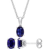 Sofia B. Created Blue Sapphire Solitaire Sterling Silver Necklace and Earrings Set