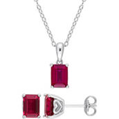 Sofia B. Emerald-Cut Created Ruby Solitaire Necklace and Earrings 2 pc. Set
