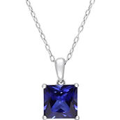 Sofia B. Princess Cut Created Blue Sapphire Solitaire Heart Design Necklace