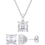Sofia B. Princess Cut White Topaz Solitaire Necklace and Earrings 2 pc. Set