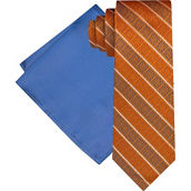 Steve Harvey Orange Striped Tie and Pocket Square 2 pc. Set