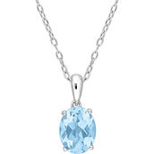 Sofia B. Sterling Silver Oval Blue Topaz Solitaire Pendant with Heart Design