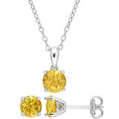 Sofia B. Sterling Silver Citrine Solitaire Necklace and Earrings