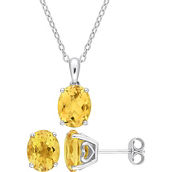 Sofia B. Oval Citrine Solitaire Necklace and Earrings 2 pc. Set