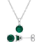 Sofia B. Created Emerald Solitaire Necklace and Earrings 2 pc. Set