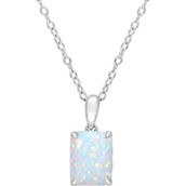 Sofia B. Emerald Cut Created Opal Solitaire Heart Design Necklace