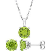 Sofia B. 2pc Set Peridot Solitaire Necklace and Stud Earrings in Sterling Silver
