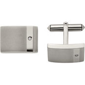 Chisel Titanium Brushed and Polished with Cubic Zirconia Cufflinks
