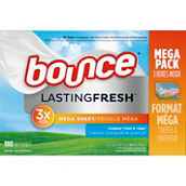 Bounce Mega Sheet Lasting Fresh Outdoor Fresh and Clean 180 ct.