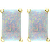 14K Yellow Gold Emerald-Cut Opal Stud Earrings