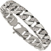 Chisel Stainless Steel Polished with CZ Bracelet 8.5 in.