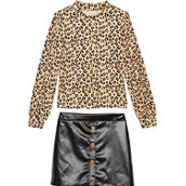 Sweet Butterfly Girls Leopard/PU Skirt 2 pc. Set
