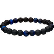 Inox Lava & Tiger Eye Blue Beads Bracelet