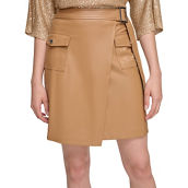Calvin Klein Faux Leather Cargo Pocket Wrap Skirt