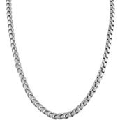 Bulova Link Stainless Steel Silvertone  Necklace 8mm