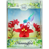 Glass Baron Hummingbird Red Lily Figurine