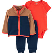 Carter's Baby Boys Navy Fleece Outfit Jacket, Bodysuit and Joggers 3 pc. Set