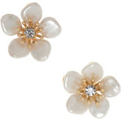 Lonna & Lilly Goldtone White Flower Stud Earrings