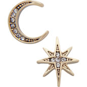 Lonna & Lilly Goldtone Crystal Moon Star Stud Earrings