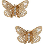 Lonna & Lilly Goldtone Crystal Filigree Butterfly Stud Earrings