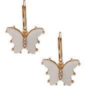 Lonna & Lilly Goldtone White Leverback Butterfly Drop Earrings