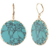 Lonna & Lilly Goldtone Turquoise Disc Drop Earrings