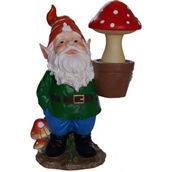 Sinomart Resin Gnome Holding Mushroom Pot with Solar Light