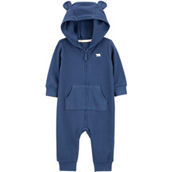 Carter's Baby Boys Blue Bear Zip Up Hooded Thermal Jumpsuit