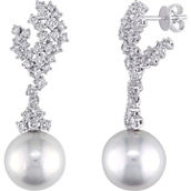 Sofia B. 14K White Gold Cultured Freshwater Pearl and 2 CTW Diamond Drop Earrings