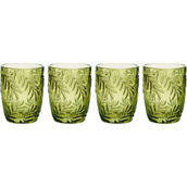 Fitz and Floyd Villa Palm Green Double Old Fashioned Glasses 4 pc.