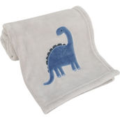 Carter's Dino Adventure Super Soft Gray and Blue Coral Fleece Baby Blanket