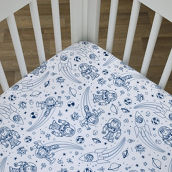Disney Toy Story Outta This World Blue and White Fitted Crib Sheet