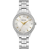 Bulova Women’s Quartz Crystal Silvertone Stainless Steel Bracelet Watch 96L282