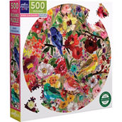 eeBoo Piece and Love Birds & Blossoms 500 Piece Round Jigsaw Puzzle