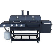 Chard Gas and Charcoal Hybrid Grill with Side Burner and Side Smoker