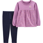 Carter's Baby Girls French Terry Top and Knit Denim Pants 2 pc. Set