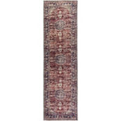L'Baiet Angeline Red Distressed Washable 2 ft. x 6 ft. Runner Rug