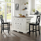 Crosley Furniture Julia Stainless Steel Top Island with X Back Stools