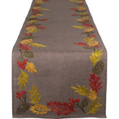Design Imports 14 x 108 in. Shimmering Leaves Embroidered Table Runner