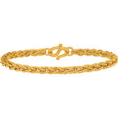 24K Pure Gold 5.2mm Solid Wheat Chain 8 in. Bracelet