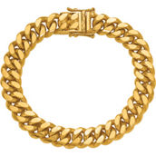 24K Pure Gold 24K Yellow Gold 12mm Solid Curb 8.5 in. Chain Bracelet